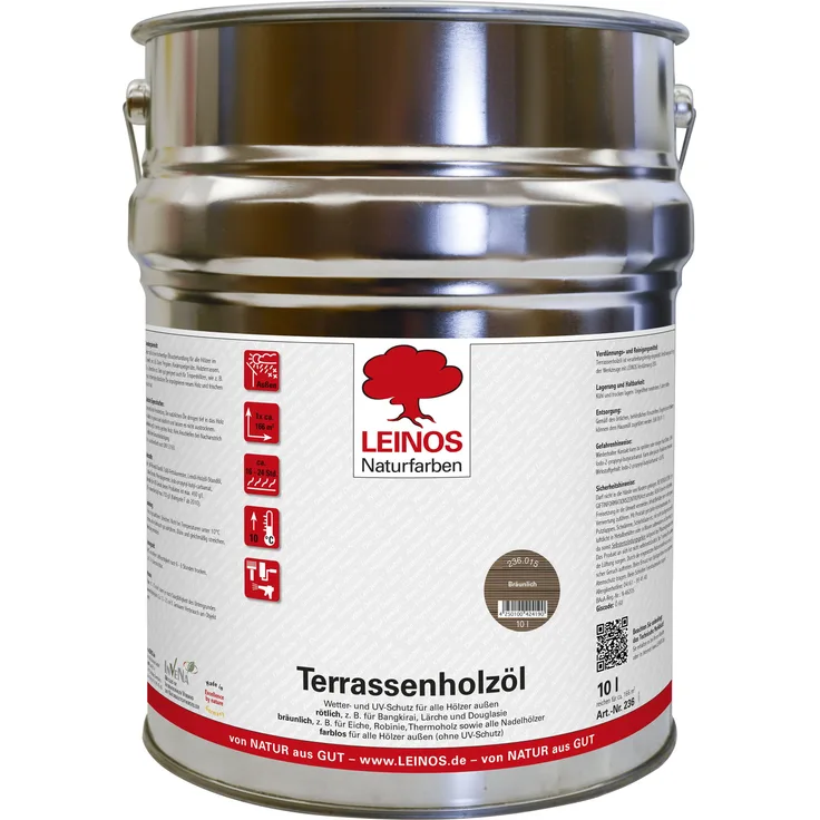 Leinos 236 Terrassenholzöl 10,00 l Bräunlich