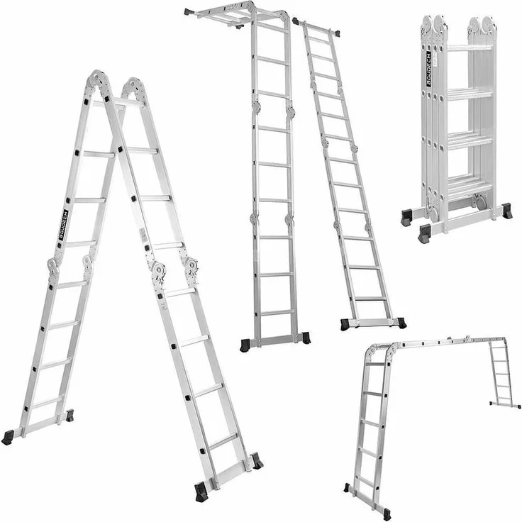 Boudech - RIG-4x4 Mehrzweck-Aluminium-Klappleiter mit Gerüstplattform