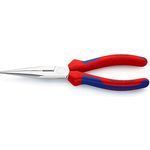 KNIPEX 26 15 200 Flachrundzange mit Schneide (Storchschnabelzange) mit Mehrkomponenten-Hüllen verchromt 200 mm