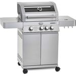 RÖSLE Gasgrill BBQ-Station VIDERO G3 Edelstahl, Grill mit 3 Haupt- und 1 Seitenbrenner, Deckel mit Glaseinsatz & Thermometer, beleuchtete Drehknöpfe, Edelstahl 18/0, Version 2021