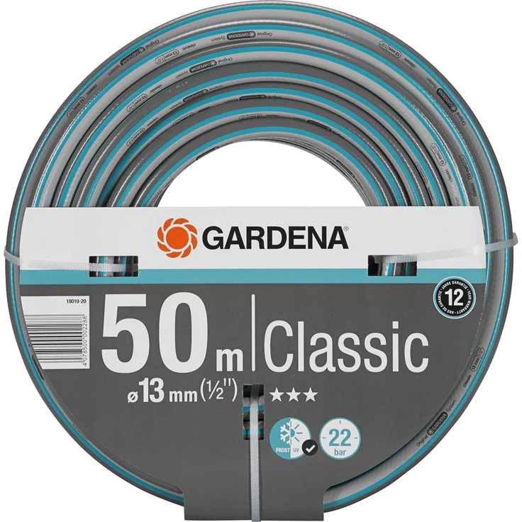 GARDENA Classic Schlauch 13 mm (1/2 Zoll), 50 m: Universeller Gartenschlauch aus robustem Kreuzgewebe, 22 bar Berstdruck, druck- und UV-beständig (18010-20) – Bild 1