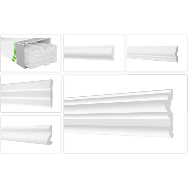 Wandleisten hart glatt Styroporleisten XPS Stuckprofile HEXIMO Paket frei Haus:Max. Paket (bester Meterpreis), FG3 - 50 x 14 mm