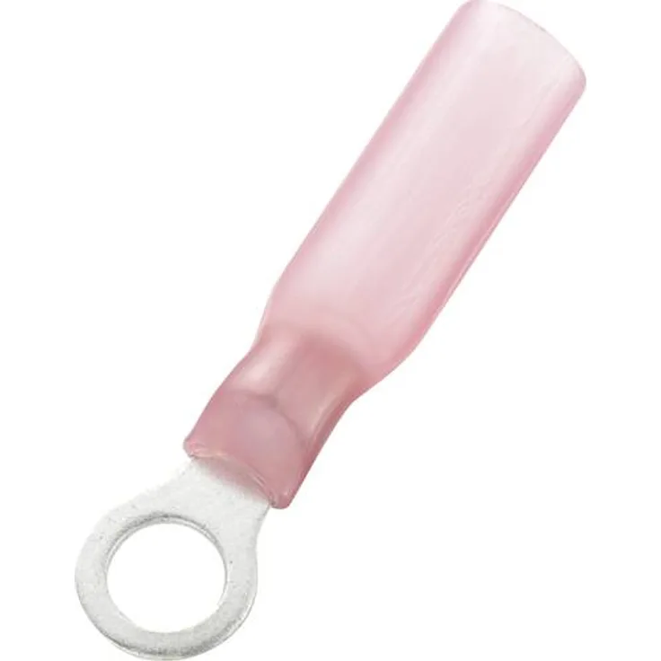 TRU COMPONENTS 739250 Ringkabelschuh mit Schrumpfschlauch Querschnitt (max.)=1.50mm² Loch-Ø=6.3mm Teilisoliert Rot 30St.