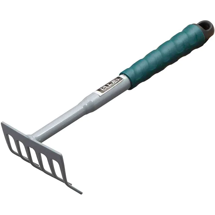 Kleinrechen 6 Zinken Wechselstiel, anthrazit, Griff grün