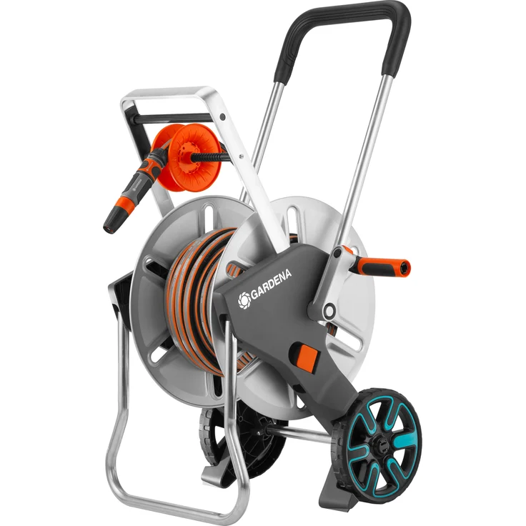 GARDENA Schlauchwagen CleverRoll M Easy Metall Set Schlauchwagen mit 60 m Kapazität, sehr standfest, stabile Schlauchführung, inklusive 25m (1/2'') Schlauch (18547-20) – Bild 2
