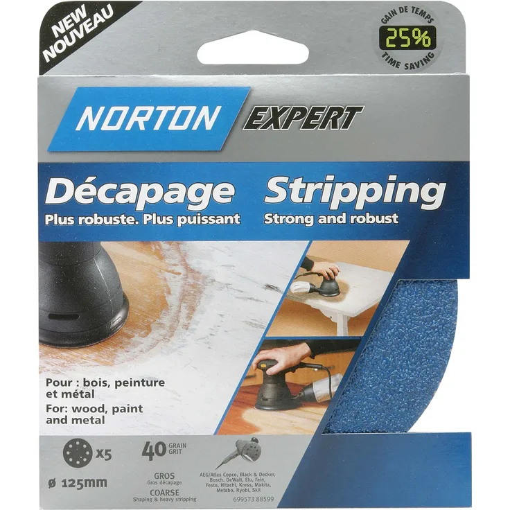 Von Selbstklebende-Montage Norton Set 5 Expert Schleifpapierbögen mit 6 Löchern für Durchmesser Dreikant Sanders 95 mm Körnung 80