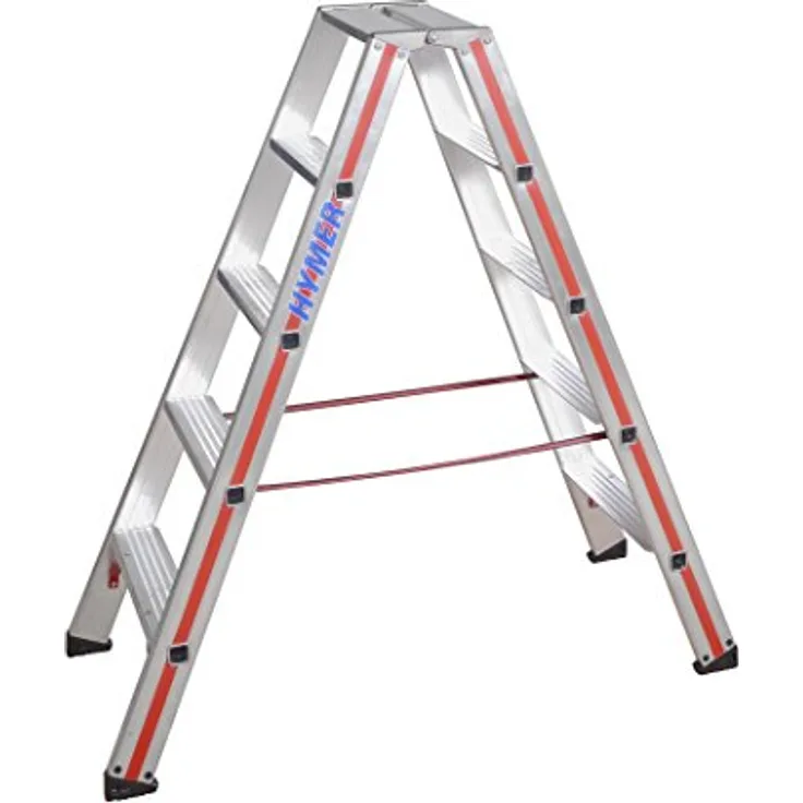 Hymer Stufenstehleiter 2x5 Stufen (beidseitig begehbar, verstärkte Stufen, Spreizsicherung) 802410