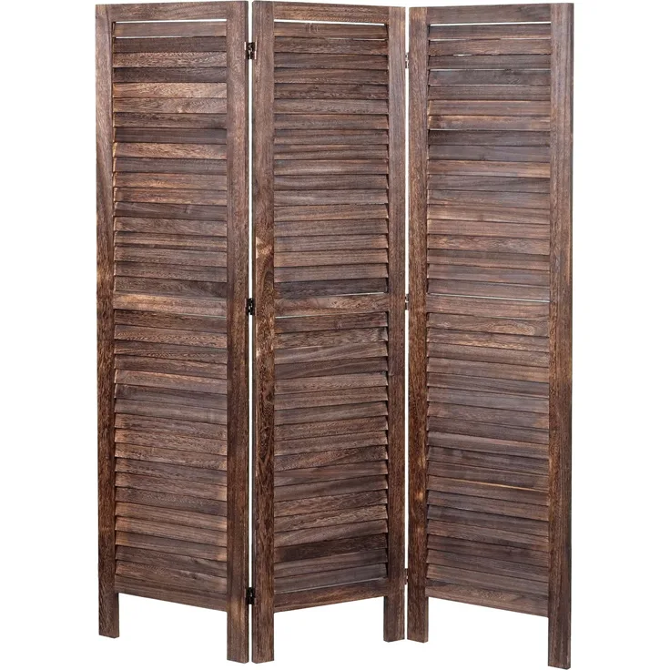 Mendler Paravent HWC-G30, Trennwand Sichtschutz Raumteiler, Shabby-Look 170x120cm braun