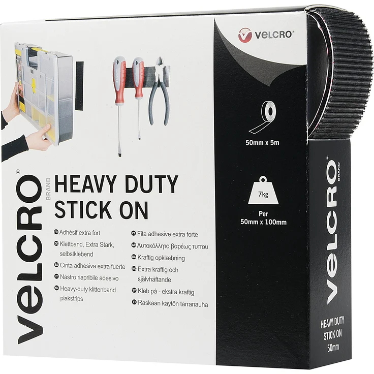VELCRO - Heavy Duty Stick on Tape 50mm x 5 Meter schwarz - Klettband zum Aufkleben Haft und Flauschteil EXTRA STARK(BxL) 50mm x 5 Meter schwarz - Preisvergleich – Bild 1