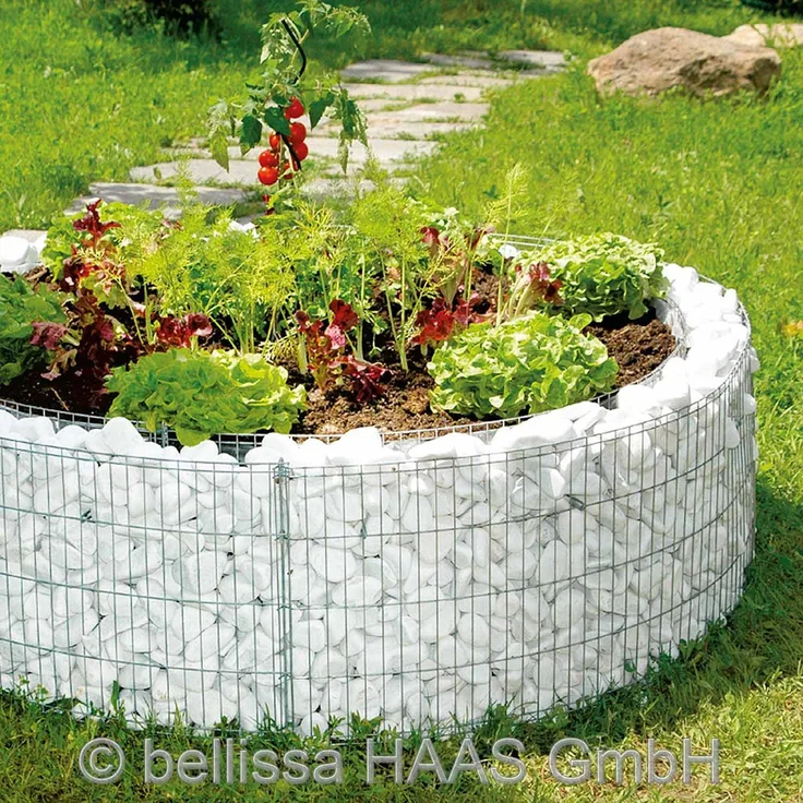 Bellissa Gabionen-Hochbeet rund Ø 146 cm x H 40 cm silber - Preisvergleich