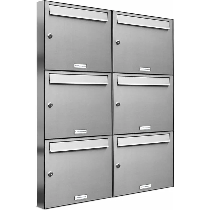 6er Edelstahl Briefkasten Anlage 6 Fach Wandbriefkasten Postkasten Ausführung 3