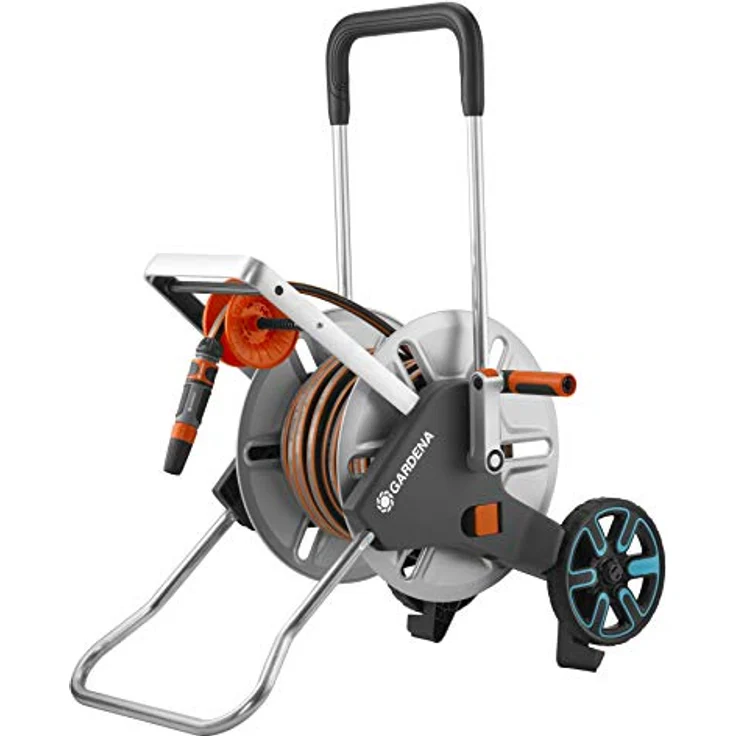 GARDENA Schlauchwagen CleverRoll M Easy Metall Set Schlauchwagen mit 60 m Kapazität, sehr standfest, stabile Schlauchführung, inklusive 25m (1/2'') Schlauch (18547-20) – Bild 1