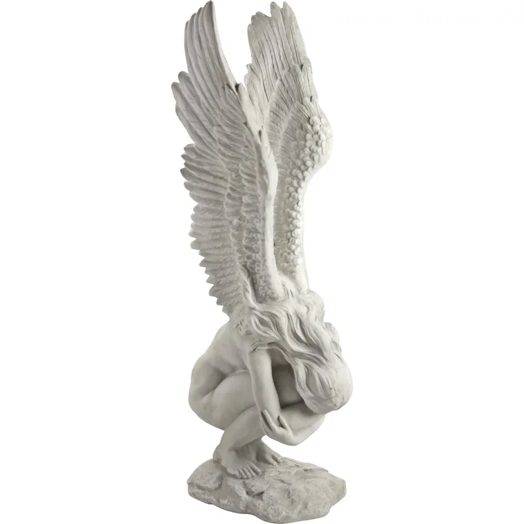 Design Toscano Engelsfigur, elfenbeinfarben, Maße: 28 x 20,5 x 77,5 cm