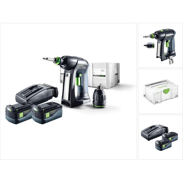 Festool C 18-Basic Akku-Bohrschrauber 18V Brushless 45Nm + 2x Akku 5,2Ah + Ladegerät + Koffer