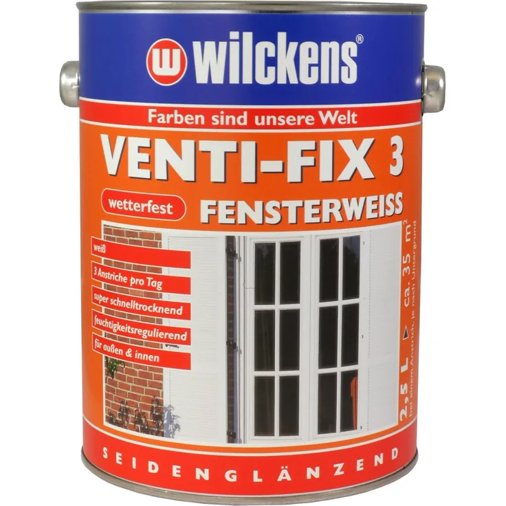 Wilckens - Wilckens Venti-Fix 3 Fensterweiss 2,5 L Fensterlack weiss wetterfest Türlack - weiß
