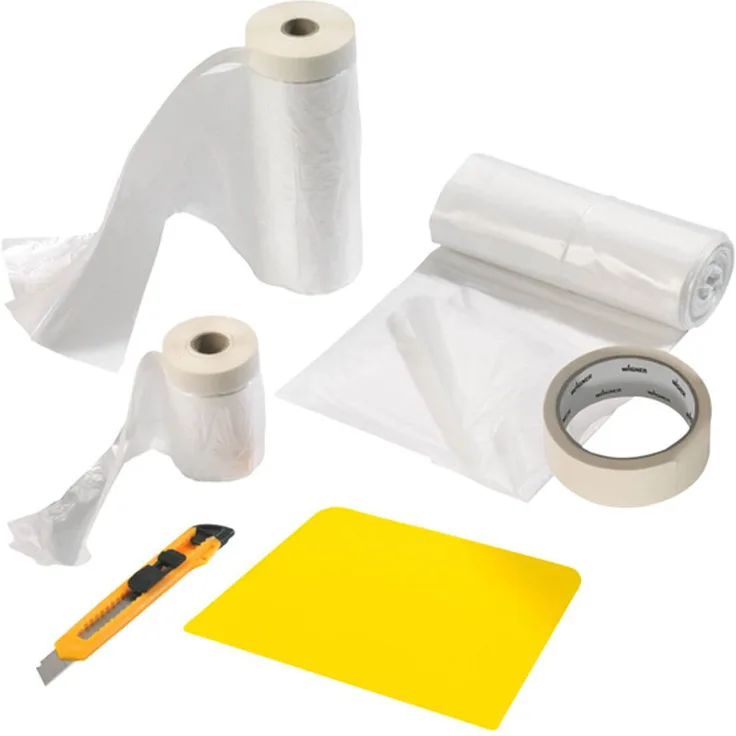 WAGNER Universal Extra Abdeckset Premium inkl. Abdeckfolie 4 x 6 m, Abdeckfolie mit Klebeband 20 m x 2,7 m-20 m x 0,55 m, Malerklebeband 20 m x 36 mm, Sprühschutz, Cutter