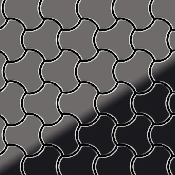 Mosaik Fliese massiv Metall Titan hochglänzend in dunkelgrau 1,6mm stark ALLOY Ubiquity-Ti-SM Designed by Karim Rashid 0,75 m2