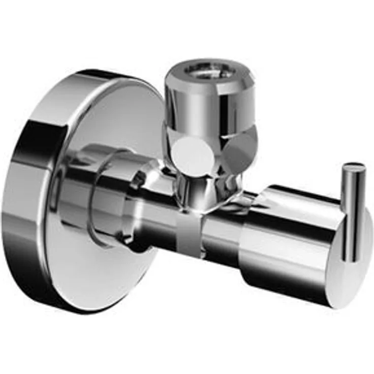 SCHELL 053900699 Eckventil , Eckregulierventil PINT , DIN Ventil mit Design-Griff, Körper Messing, Griff Kunststoff, Konus-Quetschverschraubung mit Längenausgleich , DN 15G 1,2AG x DN 10G 3,8AG, Chrom