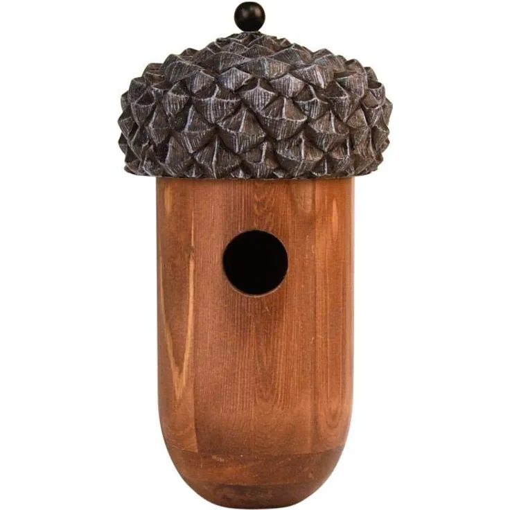 Esschert Design Nistkasten Eichel aus Kiefernholz-Kunststoff, Ø 13,9 x 25,3 cm, Vogel Nistkasten zur Wandmontage