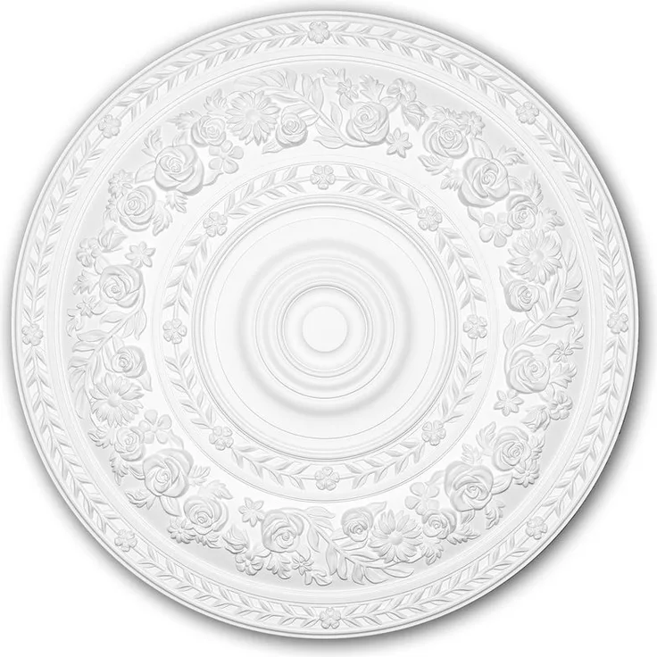 Profhome Decor - Rosette PROFHOME 156046 Zierelement Deckenelement Rokoko Barock Stil weiß Ø 86 cm