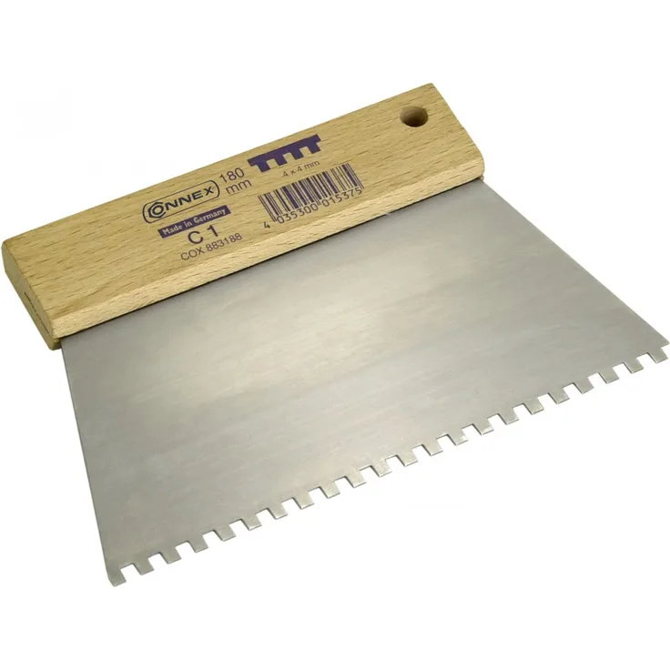 Zahnspachtel 180 mm, Zahnung viereck Größe C1 4,0 x 4,0 mm