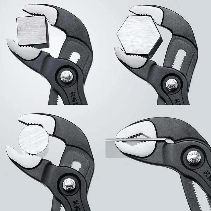 KNIPEX 87 02 250 SB Cobra Hightech-Wasserpumpenzange grau atramentiert mit schlanken Mehrkomponenten-Hüllen 250 mm (in SB-Verpackung) – Bild 6