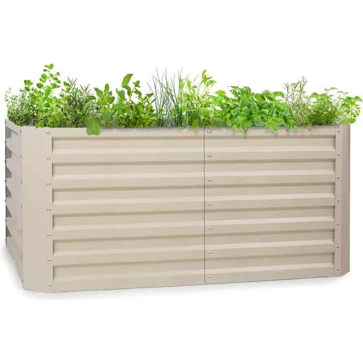 High Grow Straight Hochbeet 120x60x60cm 432l Stahl Beige