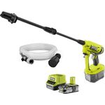 RYOBI Akku-Mitteldruckreiniger RY18PW22A-140, 3 in 1 Düse, mit Akku und Ladegerät, 6 Meter Siphon Schlauch, 18 V, 4 Ah
