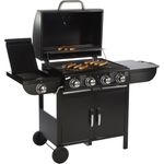 Bruzzzler Gasgrillstation, 4 Brenner, schwarz, mit Thermometer