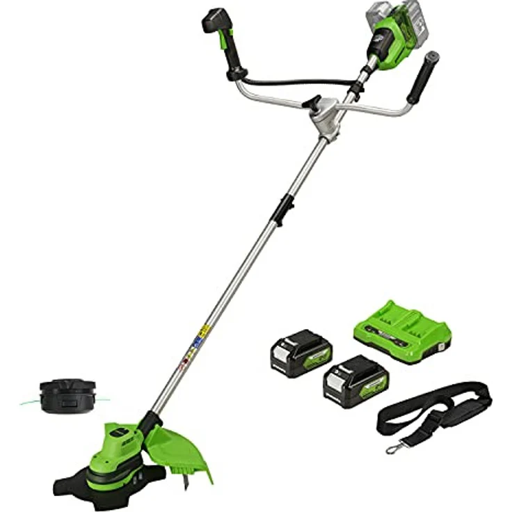 Greenworks Akku-Rasentrimmer und Freischneider 2in1 GD24X2BCB Li-Ion 2x24V 38cm Messer 6200 U min ve