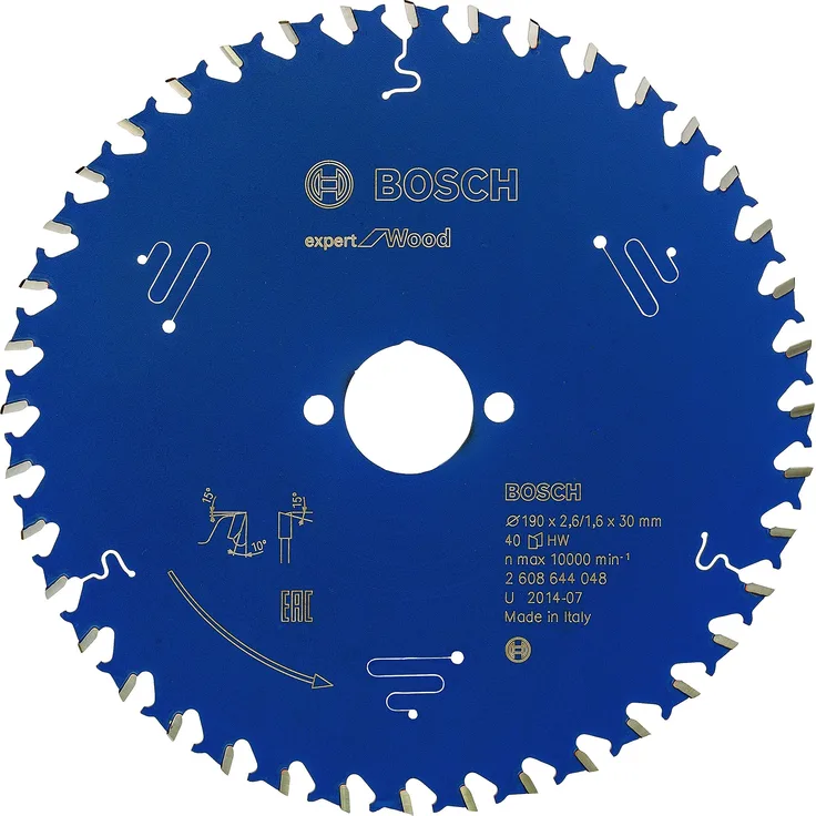 Bosch Kreissägeblatt Expert für Holz, 190 x 30 x 2,6 mm, Zähnezahl 40, 1 Stück, 2608644048
