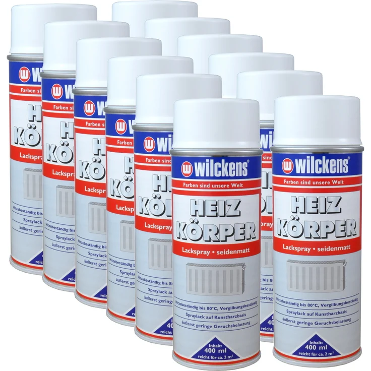 Wilckens - 12x Heizkörperlackspray weiß seidenmatt 400ml Heizung Lackspray Spraydose - weiß – Bild 1