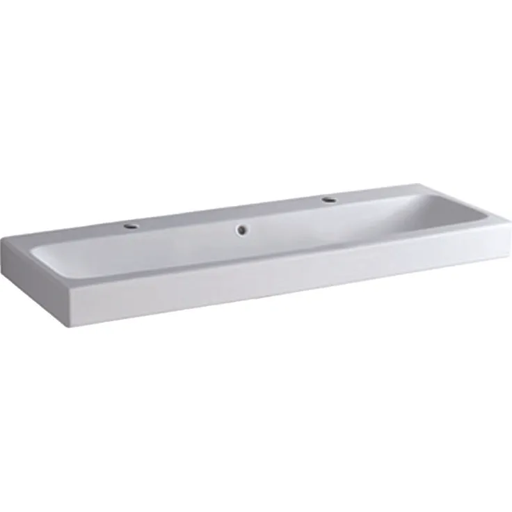 Geberit Keramag iCon Waschtisch B:120xT:48,5cm 2 Hahnlöcher mit Überlauf weiß mit KeraTect 124020600