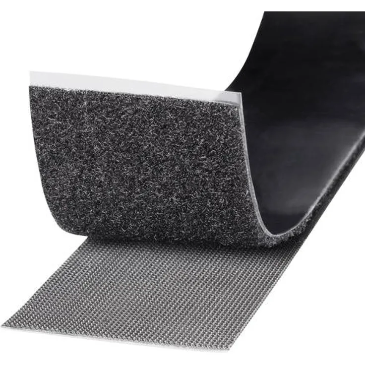 TOOLCRAFT KL50X1000C Klettband zum Aufkleben Haft- und Flauschteil, extrastark (L x B) 1000mm x 50mm Schwarz 1m