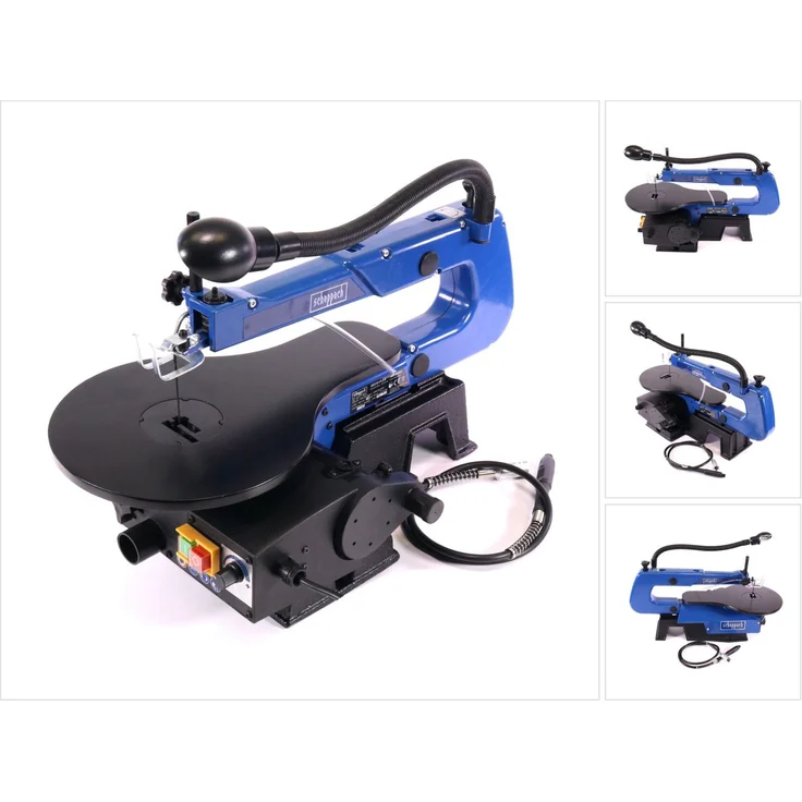 Scheppach Dekupiersäge Deco Flex mit flexibler Welle (125 W, Schnitthöhe 50mm, Schnitttiefe 405mm, Staubabsaugung) ? Modellbau-Laubsäge Metall mit Schnellspanner und LED Arbeitsleuchte – Bild 2