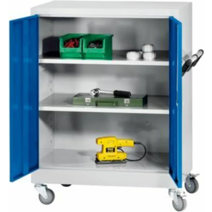 Certeo - Fahrschrank - HxBxT 1220 x 920 x 610 mm - enzianblau RAL 5010 Fahrbare Schränke