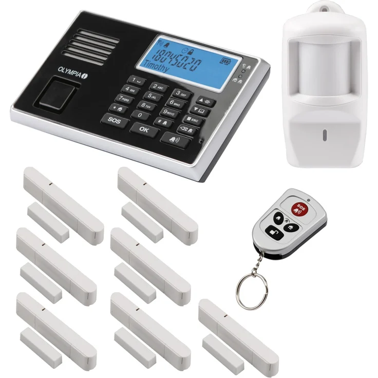 Olympia Protect 9061 Sicherheit Plus Alarmanlage GSM Funk Set 1 x Bewegungsmelder 7 x Tür Fenster Kontakte und Fernbedienung – Bild 1