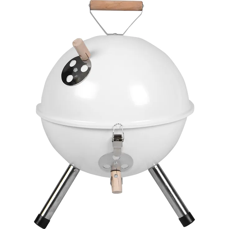 Nexos YG00263 Mini Holzkohlegrill Kugelgrill Holzkohlegrill für Garten Terrasse Camping Festival Picknick BBQ Barbecue 30 cm weiß