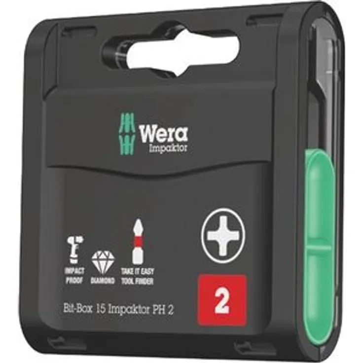Wera 05057763001 Sortiment, Bit-Box Impaktor PZ 2, 15-teilig, Stück