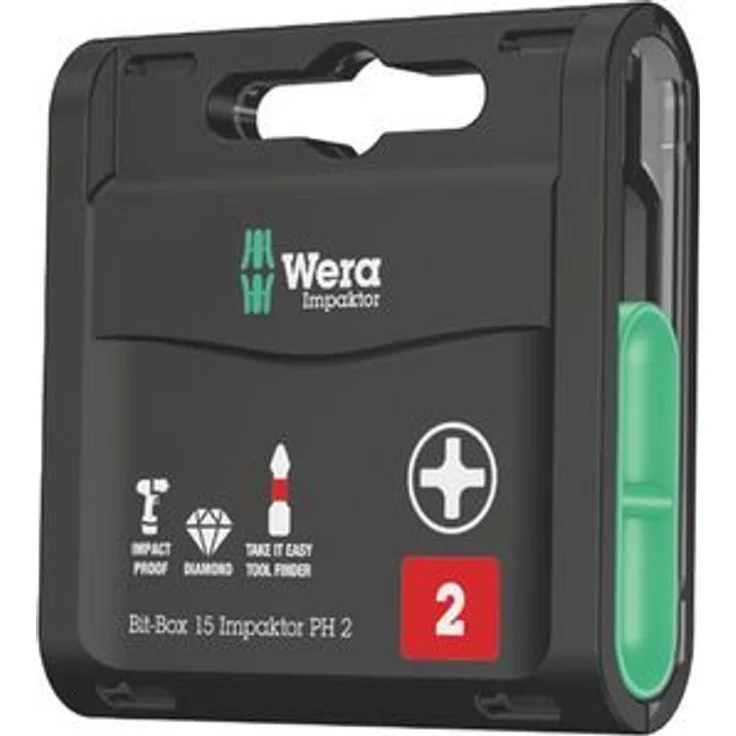 Wera 05057763001 Sortiment, Bit-Box Impaktor PZ 2, 15-teilig, Stück