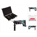 Makita DHR241Z 18 V Li-Ion Akku Bohrhammer mit SDS-Plus Aufnahme Solo + Makita D-21200 17tlg. SDS-Plus Bohrer und Meißel Set im Alukoffer - ohne Akku, ohne Ladegerät