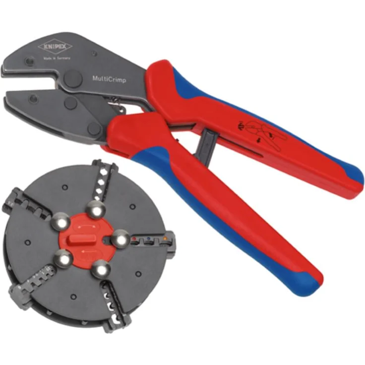 KNIPEX 97 33 02 MultiCrimp Crimpzange mit Wechselmagazin mit Mehrkomponenten-Hüllen brüniert 250 mm – Bild 1