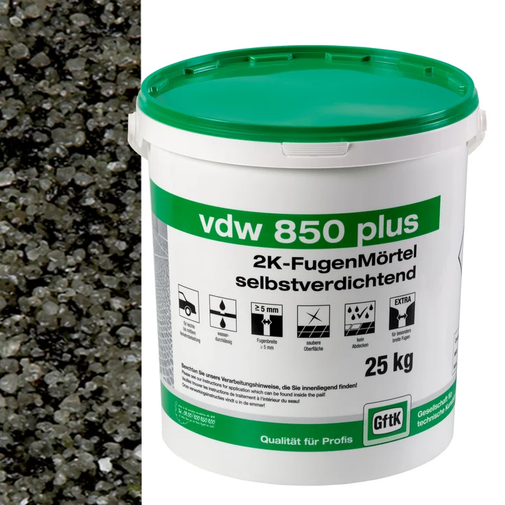 vdw 850 plus 2K-Fugenmörtel 25kg selbstverdichtend Basalt – Bild 1