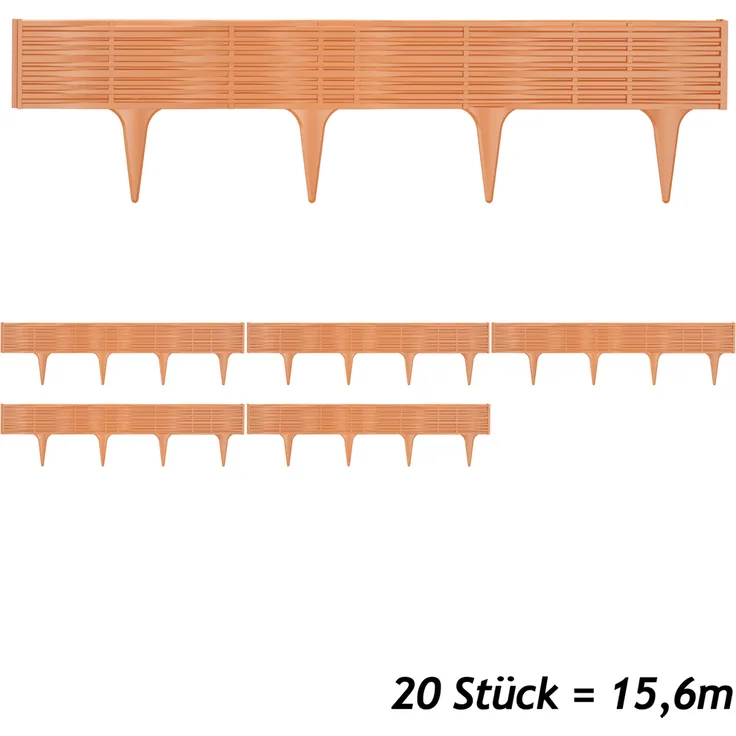 Rasenkante 7,8m Beeteinfassung Gartenpalisade Beetumrandung Randstein Gartenzaun terrakotta / 15,60m
