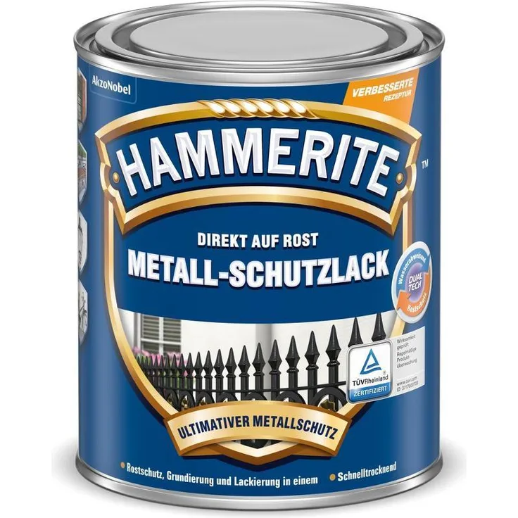 AKZO NOBEL (DIY HAMMERITE) 5087588 Metallschutzlack Hammerite Metall-Schutzlack glänzend 2,500 L, silber, 2,5 Liter