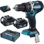 Makita DHP484RTJ Akku Schlagbohrschrauber 18V - 5,0Ah,2 Akkus,Ladegerät im Makpac,450 W,18 V,Blau,Silber