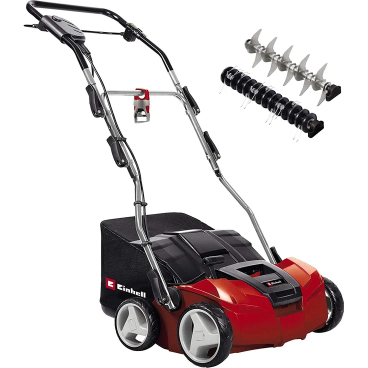 Einhell Elektro-Vertikutierer-Lüfter GE-SA 1435 (1400W, 35 cm Arbeitsbreite, bis 3-9 mm Arbeitstiefe, höhenverstelsbarer Holm, 28 L Fangsack, inkl. Lüfterwalze) – Bild 1