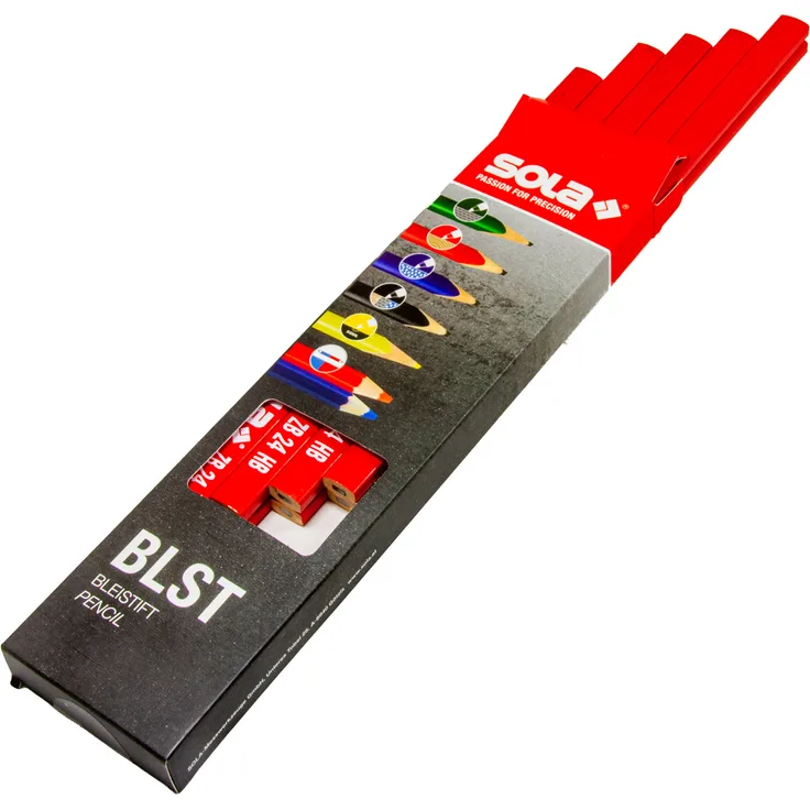 Sola 10 x Zimmermannsbleistift ZB 24, aus Lindenholz, Graphit Mine Härte HB