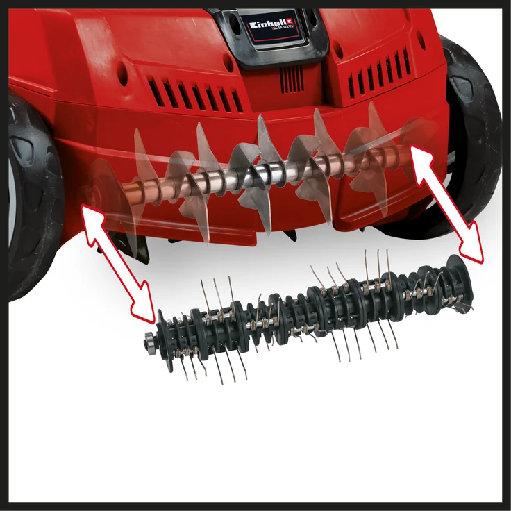 Einhell Elektro-Vertikutierer-Lüfter GC-SA 1231-1 (230 V, bis 300 m², 1.200 W, 28l Fangsack, kugelgelagerte Messerwalze + Lüfterwalze, 3 Stufen Arbeitstiefe, klappbarer Führungsholm) – Bild 6