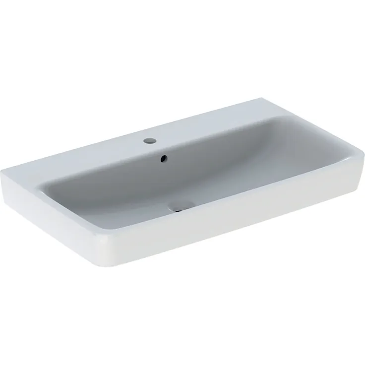 Geberit Renova Plan, Waschtisch, 85x48 cm, 1 Hahnloch, mit Überlauf, 501698, Farbe: Weiß - 501.698.00.1